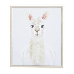 CosmoLiving Llama Framed Canvas Wall Art 24x28 White French Country Decor New